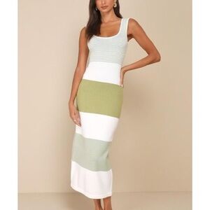 Lulu's Olive and White Colorblock Maxi Dress